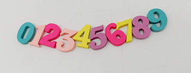 Mixed Multicoloured Number Wood Beads, Random Number Beads, Set of 50
